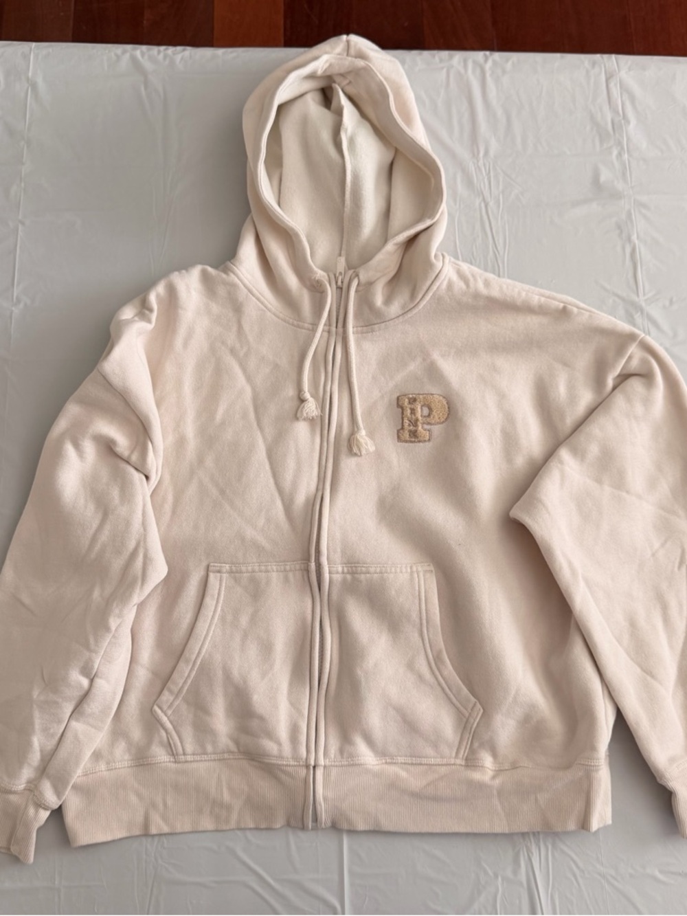 PINK Victoria's Secret Light Cream Crown Embroidered Hoodie